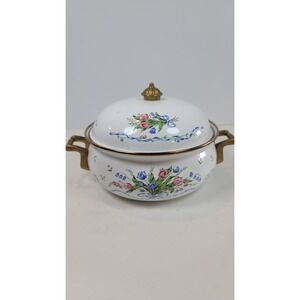 Lincoware Enamelware Brass Tulip French Fleur Dutch Oven 2 Qt‎